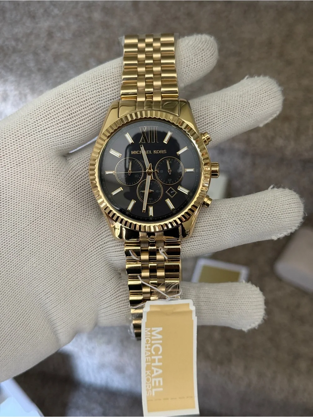 Michael Kors Men's Gold Tone Black Dial Chronograph Watch